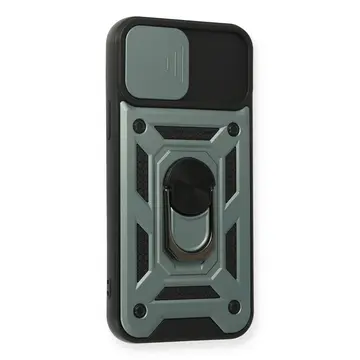 İphone 12 Pro Kılıf Pars Lens Yüzüklü Silikon - Yeşil
