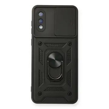 Samsung Galaxy A02 Kılıf Pars Lens Yüzüklü Silikon - Siyah