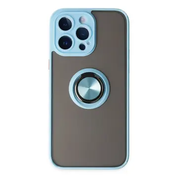 İphone 14 Pro Max Kılıf Montreal Yüzüklü Silikon Kapak - Buz Mavi