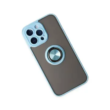 İphone 14 Pro Max Kılıf Montreal Yüzüklü Silikon Kapak - Buz Mavi