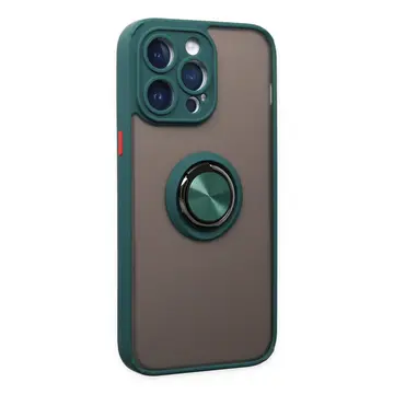İphone 14 Pro Max Kılıf Montreal Yüzüklü Silikon Kapak - Yeşil