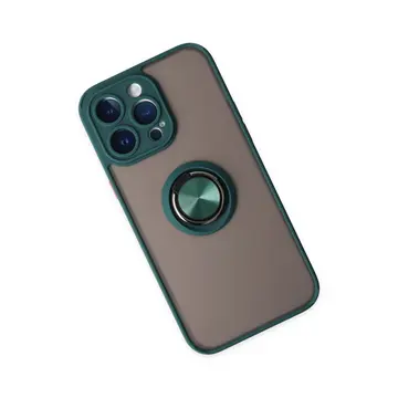 İphone 14 Pro Max Kılıf Montreal Yüzüklü Silikon Kapak - Yeşil