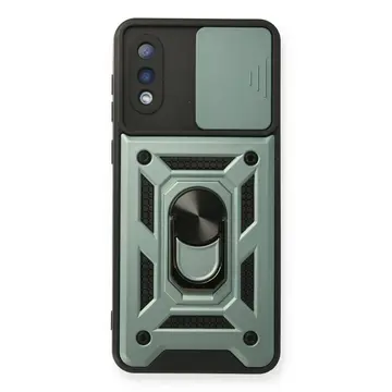 Samsung Galaxy A02 Kılıf Pars Lens Yüzüklü Silikon - Yeşil