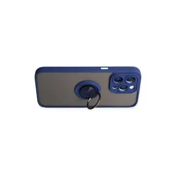İphone 14 Pro Max Kılıf Montreal Yüzüklü Silikon Kapak - Lacivert