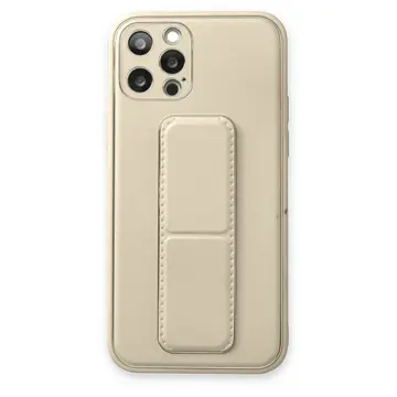 İphone 12 Pro Kılıf Coco Deri Standlı Kapak - Beyaz