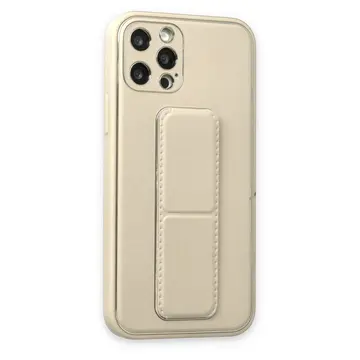 İphone 12 Pro Kılıf Coco Deri Standlı Kapak - Beyaz