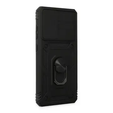 Samsung Galaxy A72 Kılıf Pars Lens Yüzüklü Silikon - Siyah