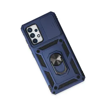 Samsung Galaxy A72 Kılıf Pars Lens Yüzüklü Silikon - Lacivert
