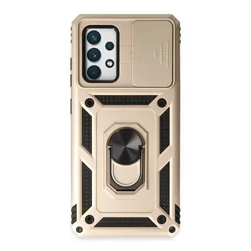 Samsung Galaxy A72 Kılıf Pars Lens Yüzüklü Silikon - Gold