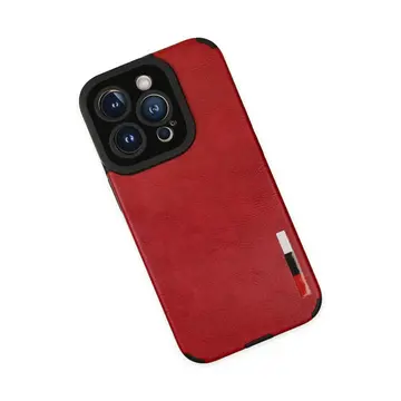İphone 14 Pro Max Kılıf Loop Deri Silikon - Kırmızı