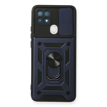 Oppo A15 Kılıf Pars Lens Yüzüklü Silikon - Lacivert