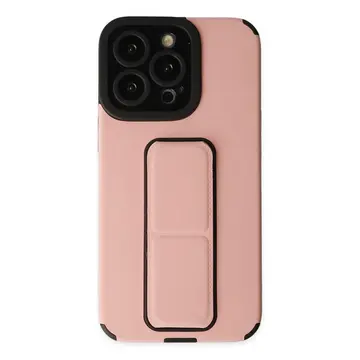 İphone 14 Pro Kılıf Mega Standlı Silikon - Pudra