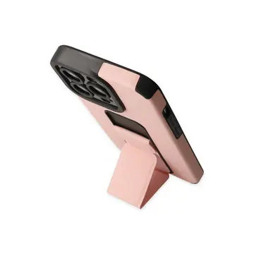 İphone 14 Pro Kılıf Mega Standlı Silikon - Pudra