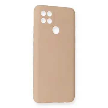 Oppo A15 Kılıf Nano İçi Kadife Silikon - Pudra