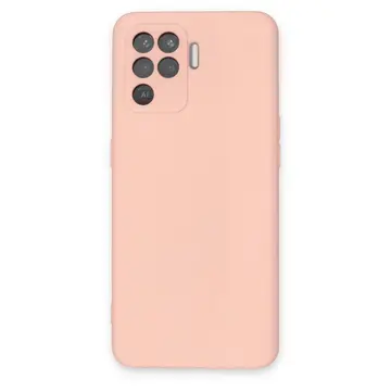 Oppo Reno 5 Lite Kılıf Nano İçi Kadife Silikon - Pudra