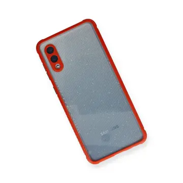 Samsung Galaxy A02 Kılıf Miami Şeffaf Silikon - Kırmızı