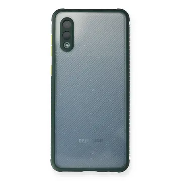 Samsung Galaxy A02 Kılıf Miami Şeffaf Silikon - Koyu Yeşil