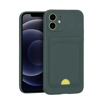 İphone 11 Kılıf Kelvin Kartvizitli Silikon - Koyu Yeşil