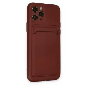 İphone 11 Pro Kılıf Kelvin Kartvizitli Silikon - Bordo