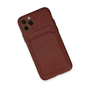 İphone 11 Pro Kılıf Kelvin Kartvizitli Silikon - Bordo