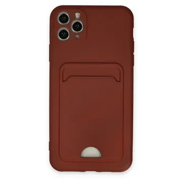 İphone 11 Pro Max Kılıf Kelvin Kartvizitli Silikon - Bordo