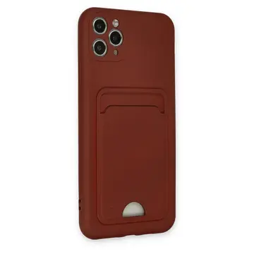 İphone 11 Pro Max Kılıf Kelvin Kartvizitli Silikon - Bordo