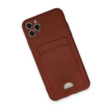 İphone 11 Pro Max Kılıf Kelvin Kartvizitli Silikon - Bordo