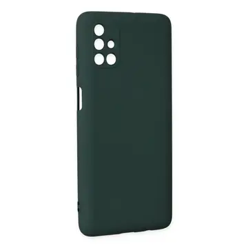 Samsung Galaxy M51 Kılıf Nano İçi Kadife Silikon - Koyu Yeşil