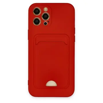 İphone 12 Pro Max Kılıf Kelvin Kartvizitli Silikon - Kırmızı