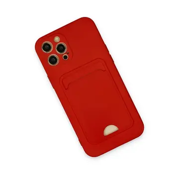 İphone 12 Pro Max Kılıf Kelvin Kartvizitli Silikon - Kırmızı