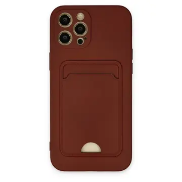 İphone 12 Pro Max Kılıf Kelvin Kartvizitli Silikon - Bordo