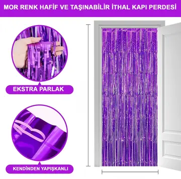 Altın Gold Renk Ekstra Metalize Parlak Saçaklı Arka Fon Perde İthal A Kalite 1x2 Metre