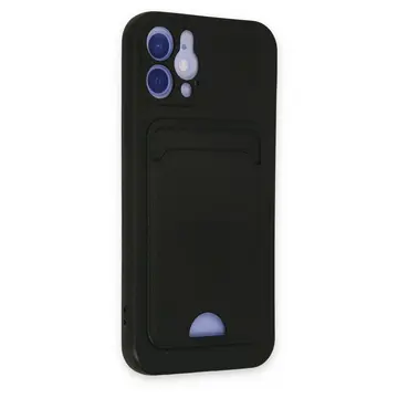 İphone 12 Kılıf Kelvin Kartvizitli Silikon - Siyah