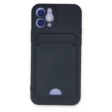 İphone 12 Kılıf Kelvin Kartvizitli Silikon - Lacivert