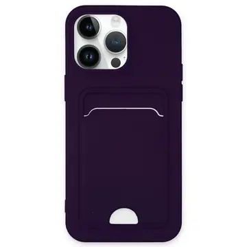 İphone 14 Pro Kılıf Kelvin Kartvizitli Silikon - Derin Mor