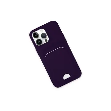 İphone 14 Pro Max Kılıf Kelvin Kartvizitli Silikon - Derin Mor