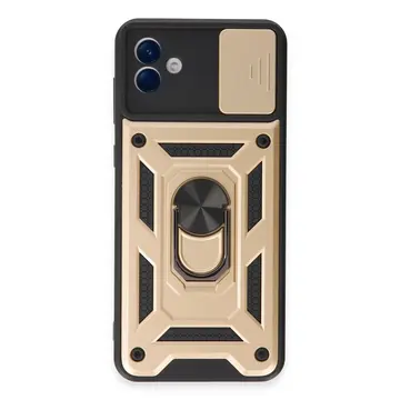 Samsung Galaxy A04e Kılıf Pars Lens Yüzüklü Silikon - Gold