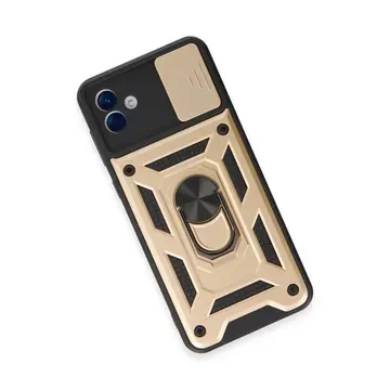 Samsung Galaxy A04e Kılıf Pars Lens Yüzüklü Silikon - Gold