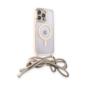 İphone 12 Pro Kılıf Divo Lazer Askılı Magsafe Kapak - Gold