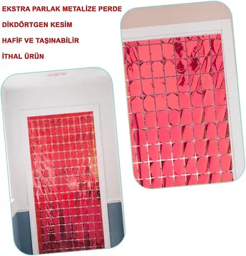 Ekstra Metalize Altın Renk Disko Dikdörtgen Kesim Kapı Perdesi Dekorasyon 1x2 Metre