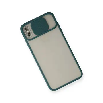 İphone X Kılıf Palm Buzlu Kamera Sürgülü Silikon - Yeşil