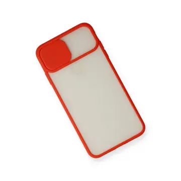 İphone X Kılıf Palm Buzlu Kamera Sürgülü Silikon - Kırmızı
