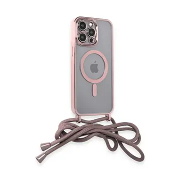 İphone 12 Pro Kılıf Divo Lazer Askılı Magsafe Kapak - Pembe