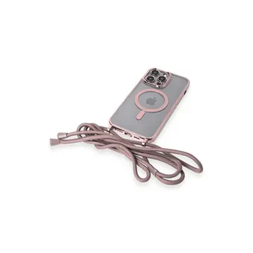 İphone 12 Pro Kılıf Divo Lazer Askılı Magsafe Kapak - Pembe