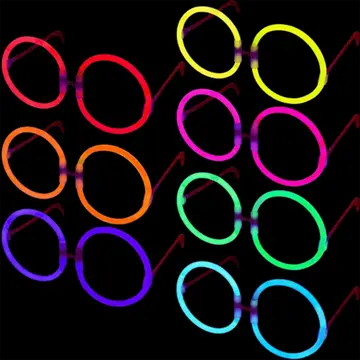 Glow Parti Gözlüğü Glow Partisi Yuvarlak Şekilli Fosforlu Gözlük 6 Adet