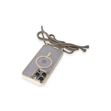 İphone 12 Pro Max Kılıf Divo Lazer Askılı Magsafe Kapak - Gold