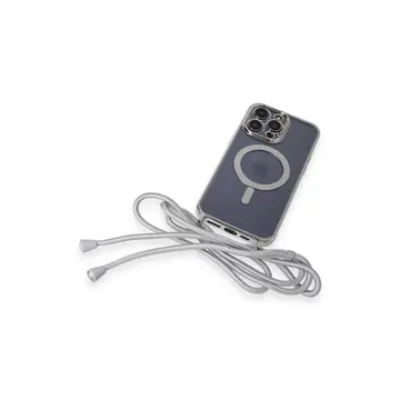 İphone 12 Pro Max Kılıf Divo Lazer Askılı Magsafe Kapak - Gümüş