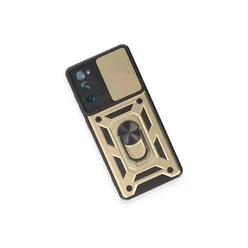 Samsung Galaxy S20 Fe Kılıf Pars Lens Yüzüklü Silikon - Gold