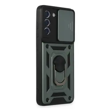 Samsung Galaxy S21 Fe Kılıf Pars Lens Yüzüklü Silikon - Yeşil
