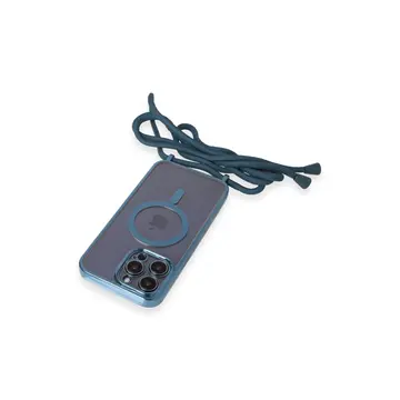 İphone 12 Pro Max Kılıf Divo Lazer Askılı Magsafe Kapak - Sierra Blue